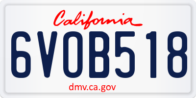 CA license plate 6VOB518