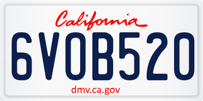 CA license plate 6VOB520