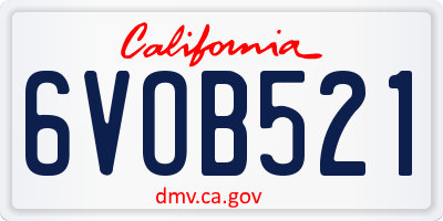CA license plate 6VOB521