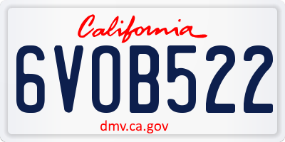 CA license plate 6VOB522