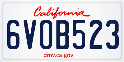 CA license plate 6VOB523