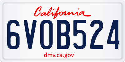 CA license plate 6VOB524