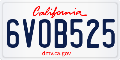 CA license plate 6VOB525