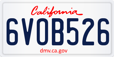 CA license plate 6VOB526