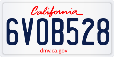 CA license plate 6VOB528