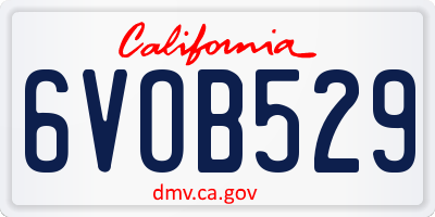 CA license plate 6VOB529
