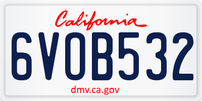 CA license plate 6VOB532