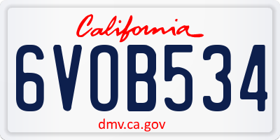 CA license plate 6VOB534