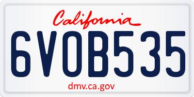 CA license plate 6VOB535