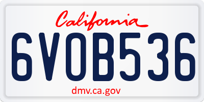 CA license plate 6VOB536