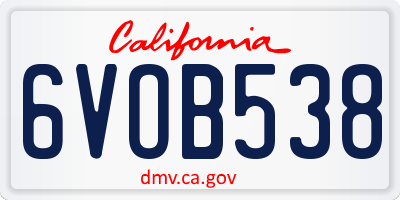 CA license plate 6VOB538
