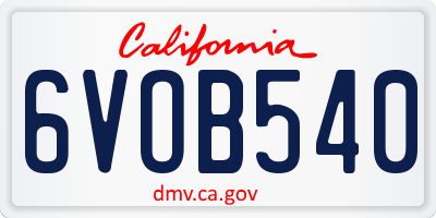 CA license plate 6VOB540