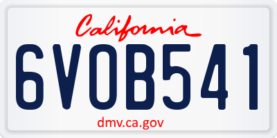CA license plate 6VOB541