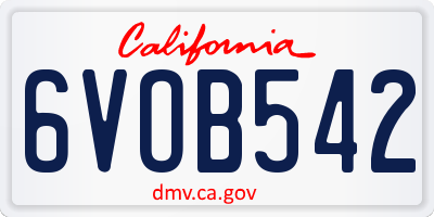 CA license plate 6VOB542