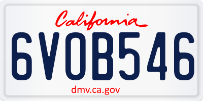 CA license plate 6VOB546