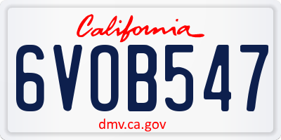 CA license plate 6VOB547