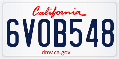 CA license plate 6VOB548