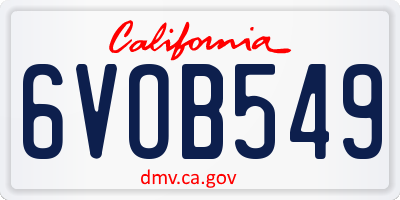CA license plate 6VOB549