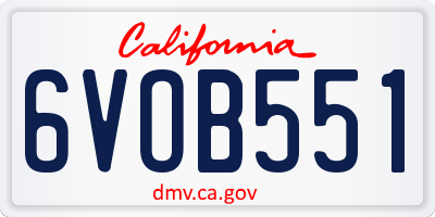 CA license plate 6VOB551