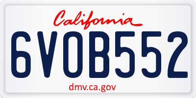 CA license plate 6VOB552