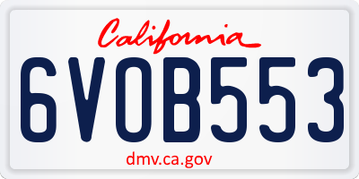 CA license plate 6VOB553