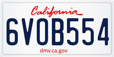 CA license plate 6VOB554
