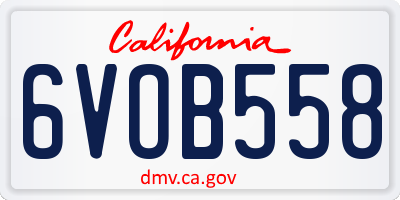 CA license plate 6VOB558