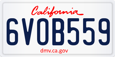 CA license plate 6VOB559