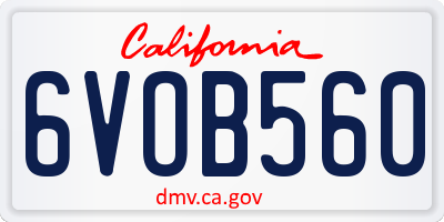 CA license plate 6VOB560