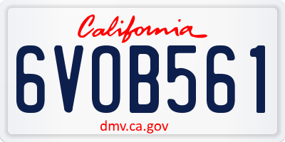 CA license plate 6VOB561