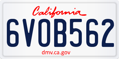 CA license plate 6VOB562