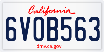 CA license plate 6VOB563