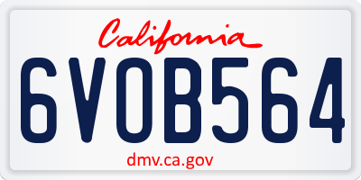 CA license plate 6VOB564