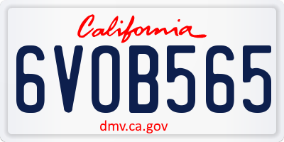 CA license plate 6VOB565