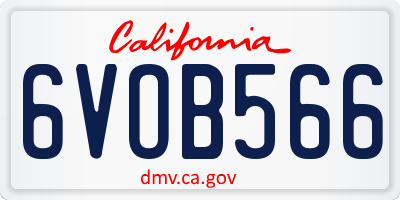 CA license plate 6VOB566