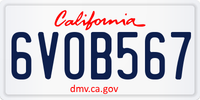 CA license plate 6VOB567