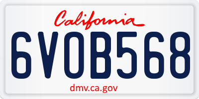 CA license plate 6VOB568