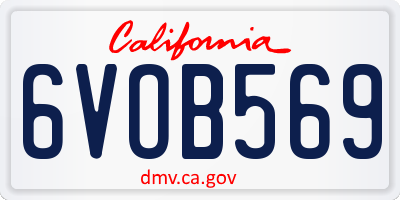 CA license plate 6VOB569