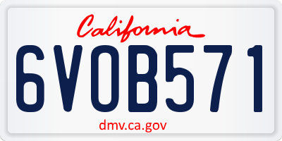 CA license plate 6VOB571