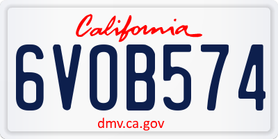 CA license plate 6VOB574