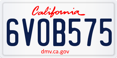 CA license plate 6VOB575