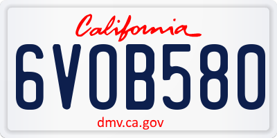 CA license plate 6VOB580