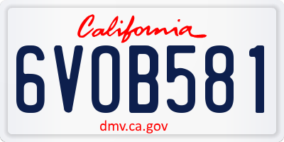 CA license plate 6VOB581