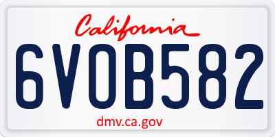 CA license plate 6VOB582