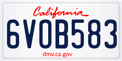CA license plate 6VOB583