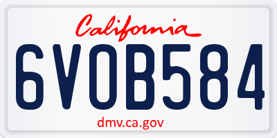 CA license plate 6VOB584