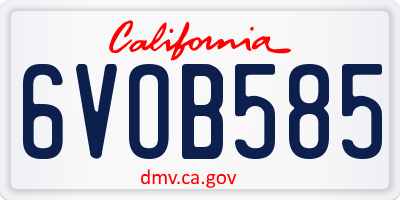 CA license plate 6VOB585