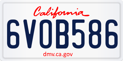 CA license plate 6VOB586