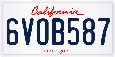 CA license plate 6VOB587