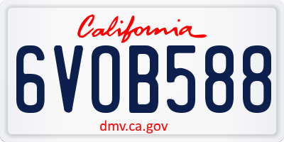 CA license plate 6VOB588